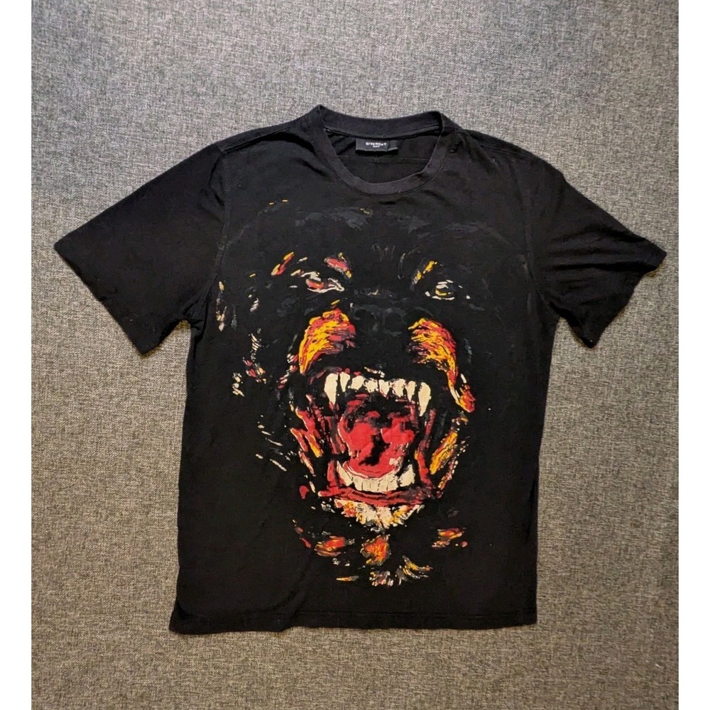 Givenchy AW 2011 Rottweiler Short Sleeve T Shirt Black Dog Logo Size Medium Tee